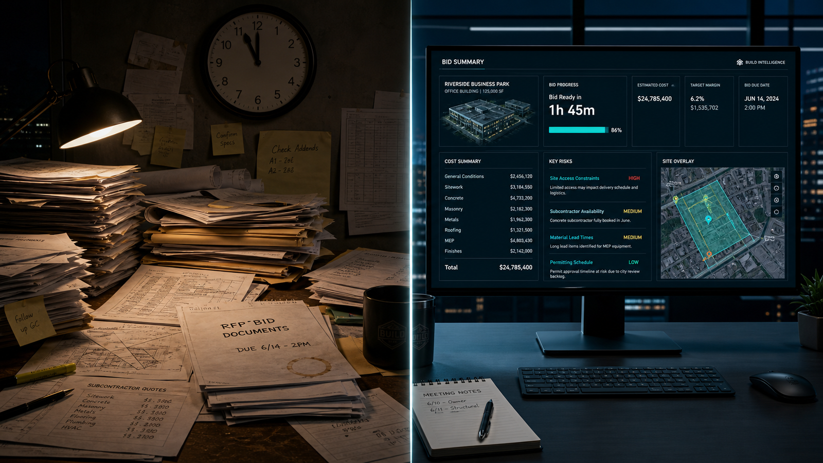 Before and after bidding comparison