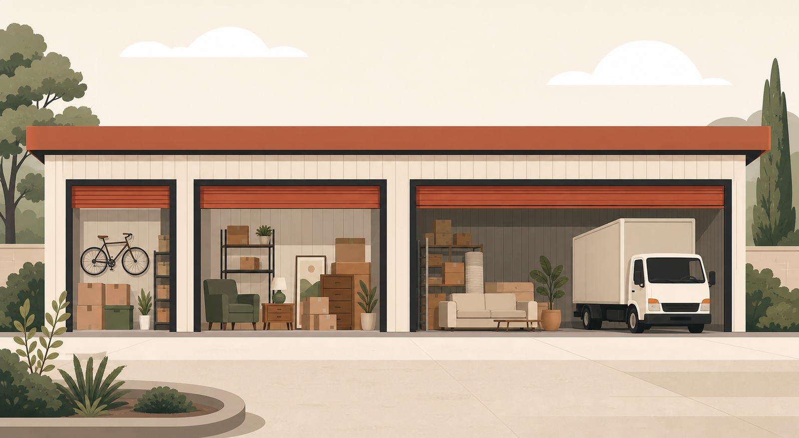 Storage unit illustration showing organized unit contents